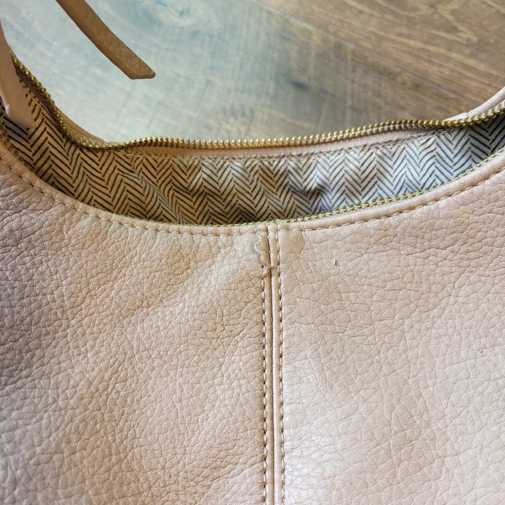 Blush Pink Pleated Hobo Bag Snakeskin Expandable Bottom Tassel Shoulder Bag